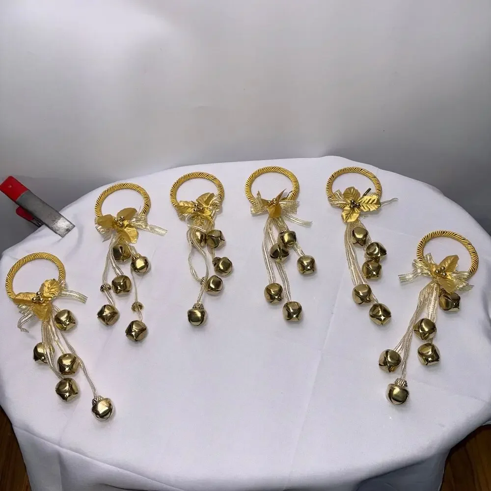 Door Knob Christmas Decoration with Bells Lot of 6